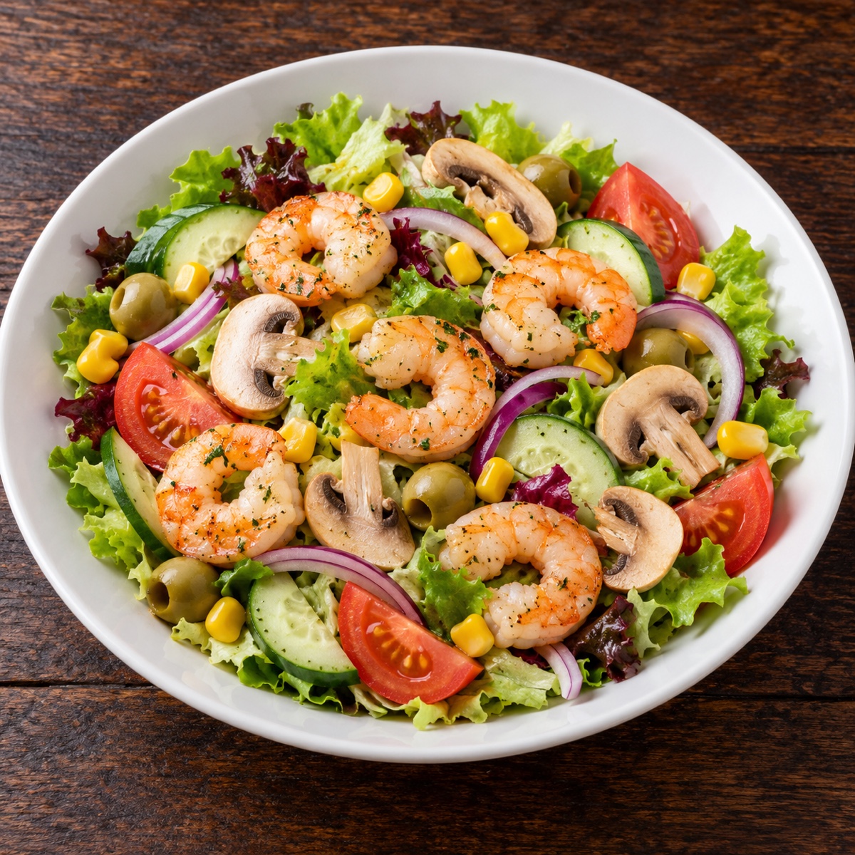 Salat Gamberetti mit Champignons und Gambas