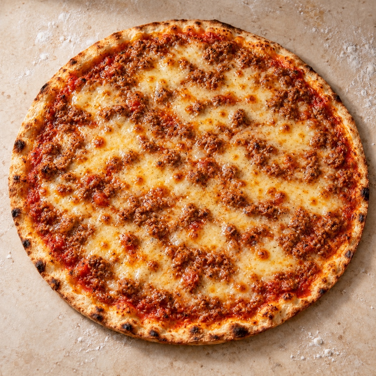 Pizza Bolognese mit Gouda