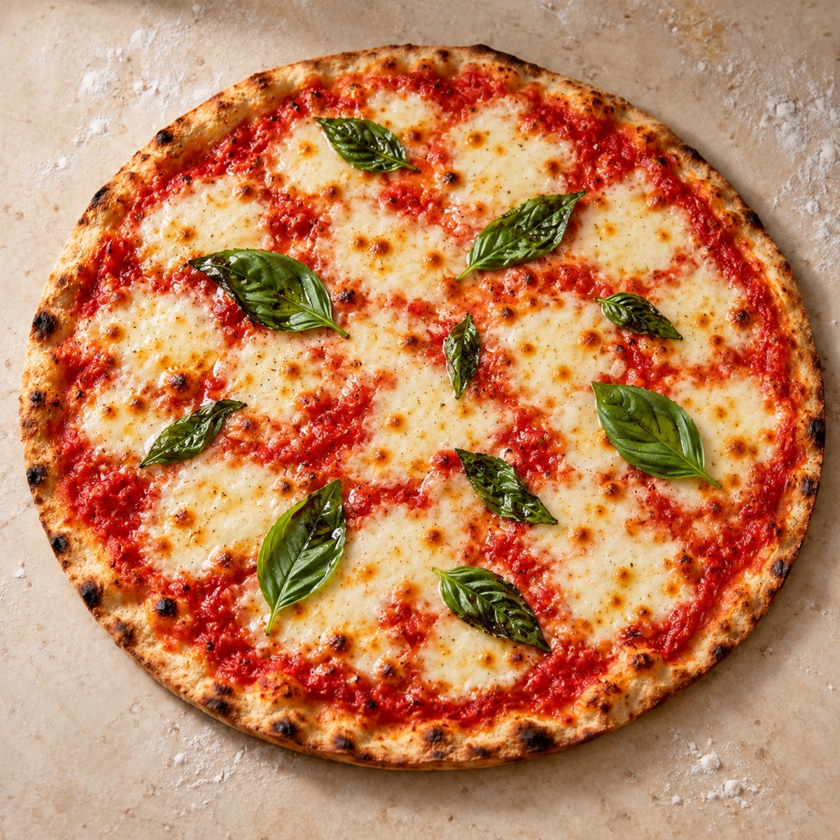 Pizza Mozzarella mit Basilikum
