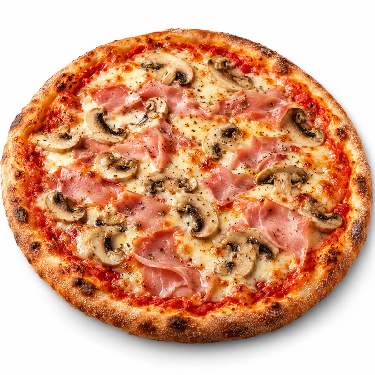 Pizza Trieste mit Schinken und Champignons