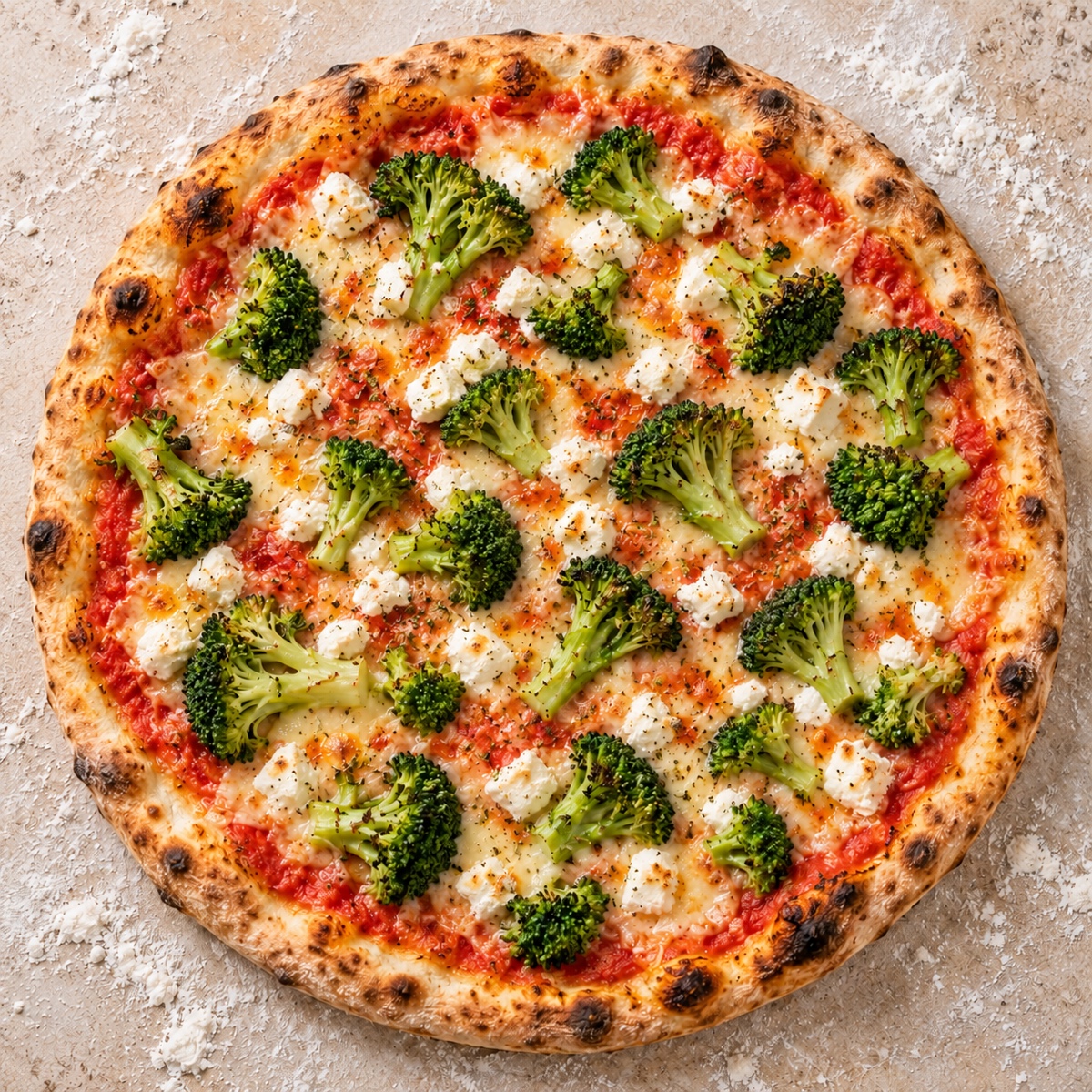 Pizza Orientale mit Brokkoli und Schafskäse