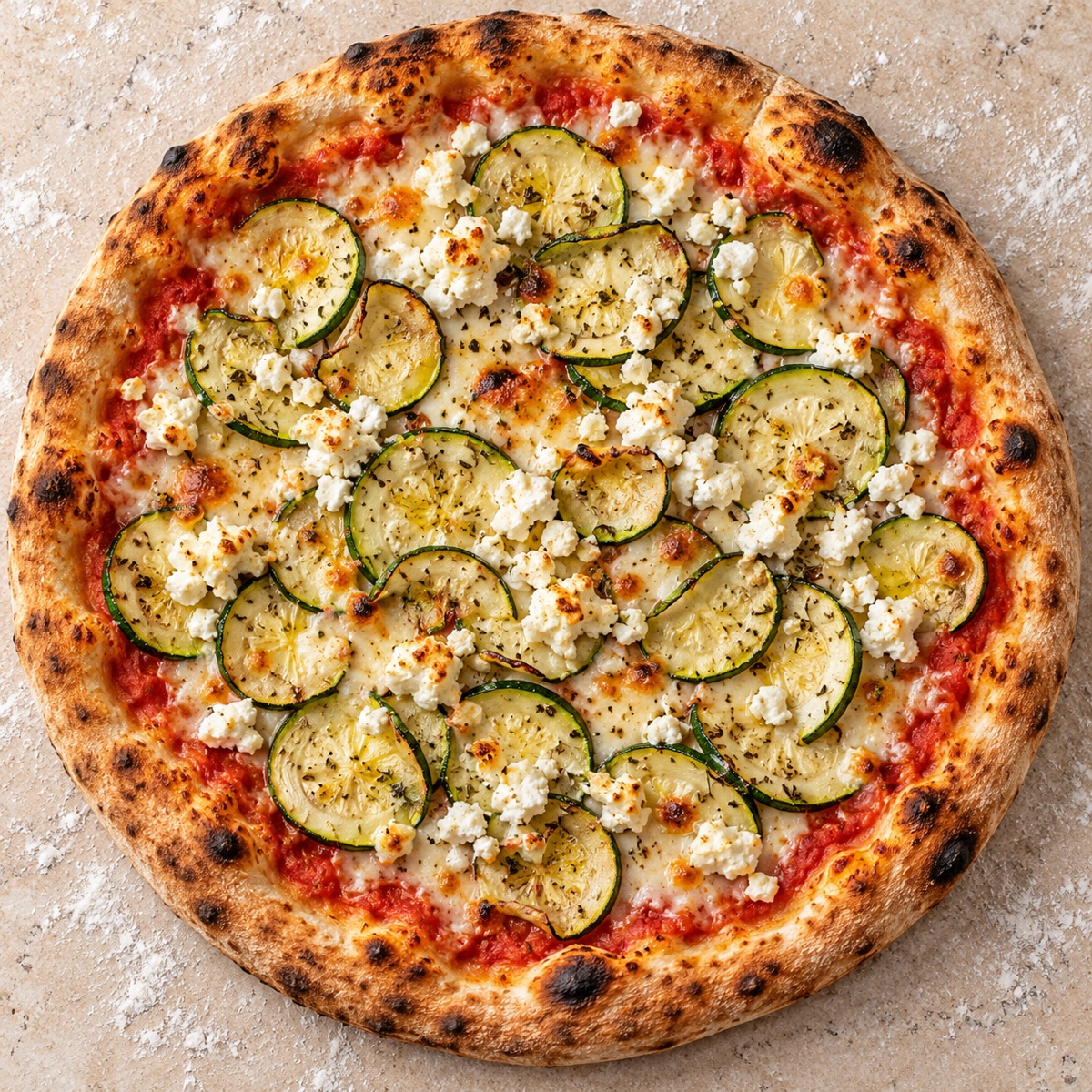 Pizza Zucchini mit Schafskäse